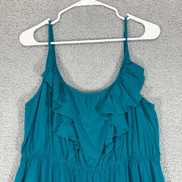 Old Navy Turquoise Sleeveless Dress Size XL Ruffle Details Flowy Lightweight - Picture 3 of 13